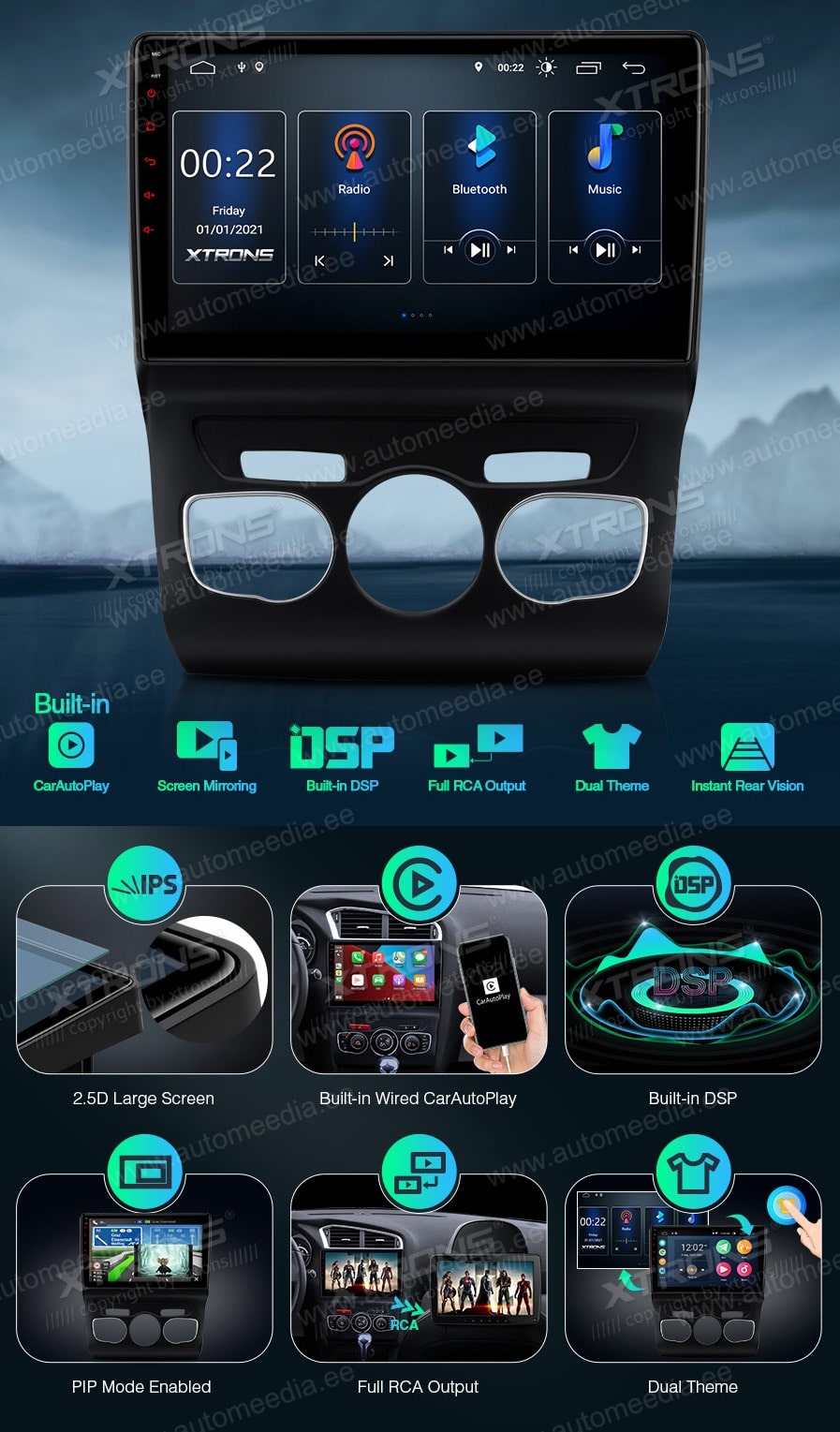 Citroen C4 (2010-2018) XTRONS PSP10C4C_L Штатная магнитола Android