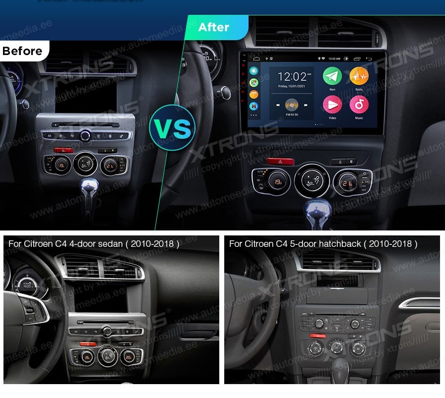 Citroen C4 (2010-2018) XTRONS PSP10C4C_L XTRONS PSP10C4C_L mallikohtaisen multimediaradion soveltuvuus autoon