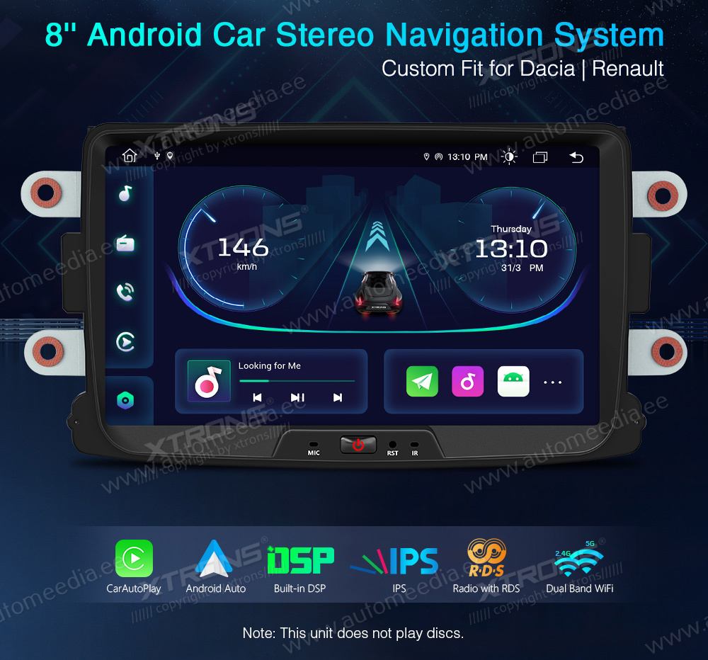 Dacia Duster | Lodgy | Dokker | Renault Captur (2011-2017)  XTRONS PE81DCRL merkkikohtainen Android GPS multimedia näyttösoitin