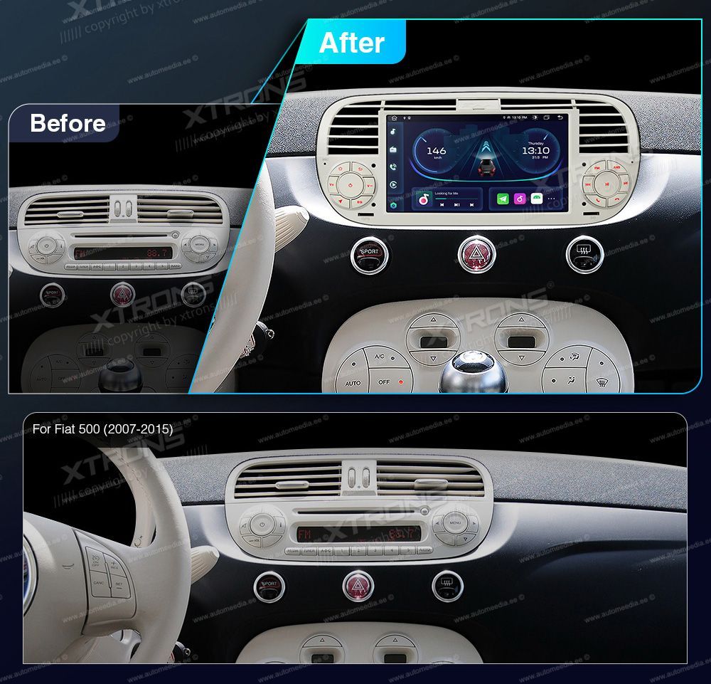 Fiat 500 (2007-2015)  совместимость мультимедийного радио в зависимости от модели автомобиля