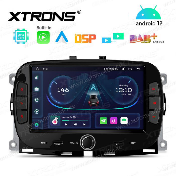 Fiat 500 (2016-2021) Android 12 Car Multimedia Player with GPS Navigation