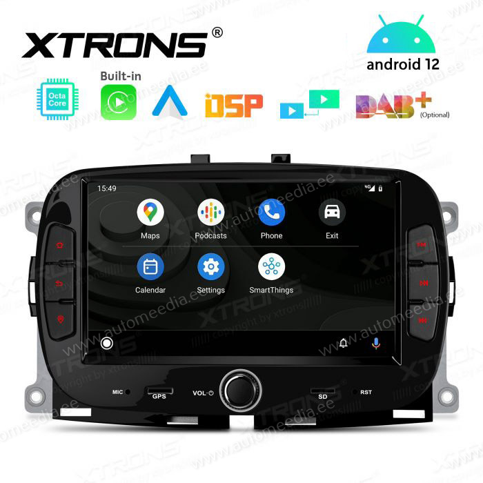 Fiat 500 (2016-2021) mudelipõhine Android 12 GPS autoraadio ja multimeedia keskus