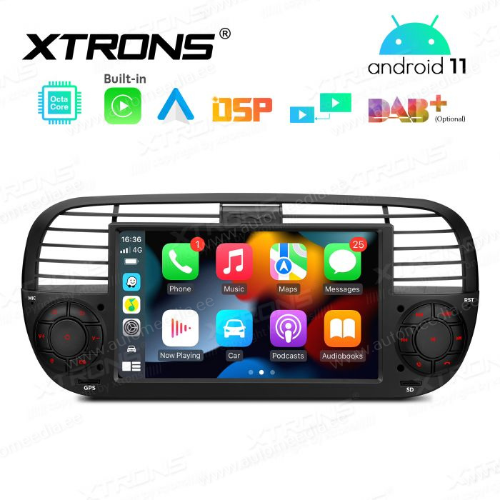Fiat 500 (2007-2015) mudelipõhine Android 12 GPS autoraadio ja multimeedia keskus