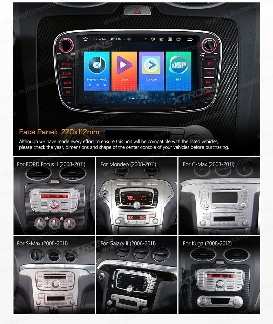 Ford (2008-2012) | Mondeo | S-Max | C-Max | Galaaxy | Connect XTRONS PSF70FSFL_B XTRONS PSF70FSFL_B custom fit multimedia radio suitability for the car