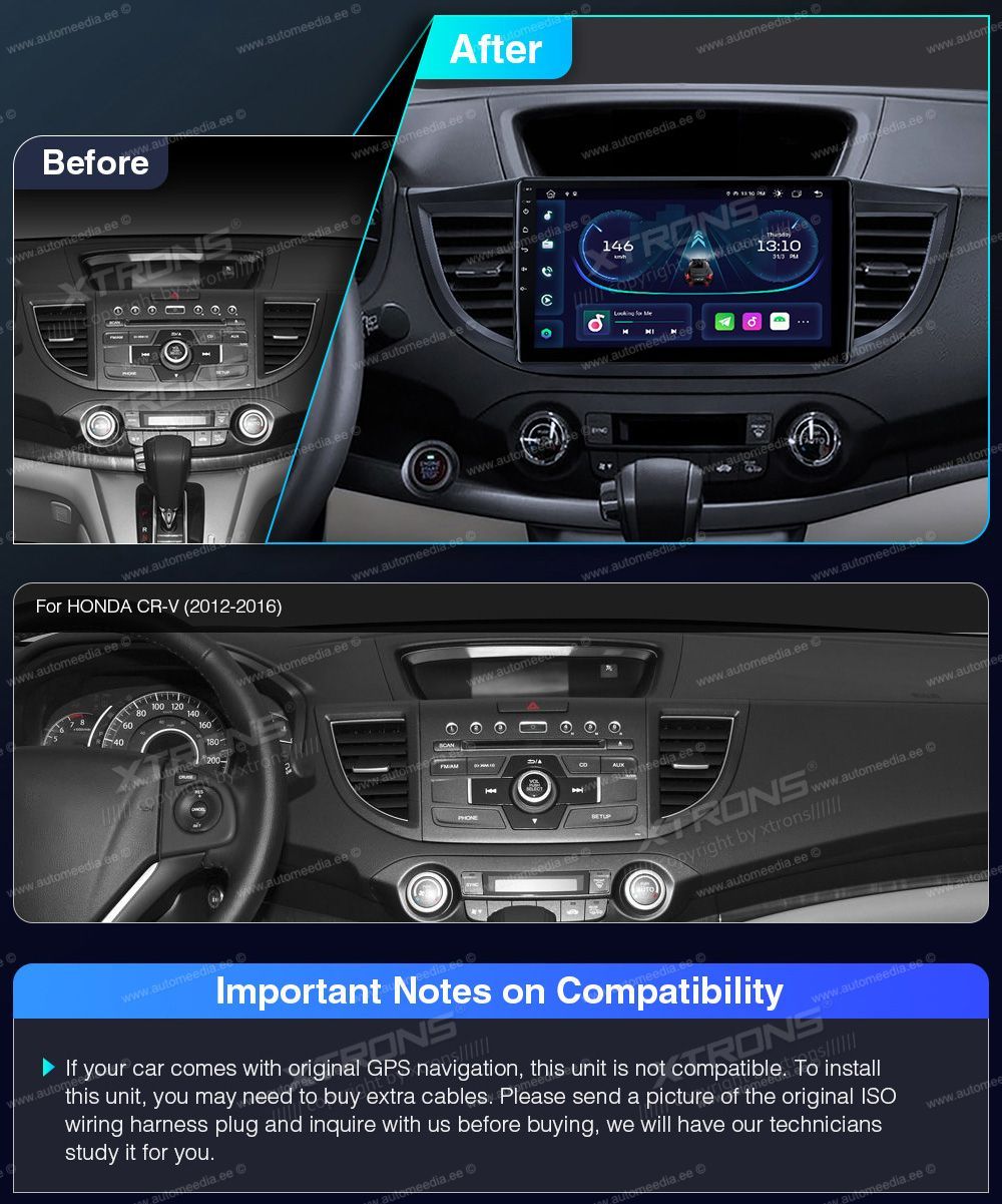 Honda CRV (2012-2016)  custom fit multimedia radio suitability for the car