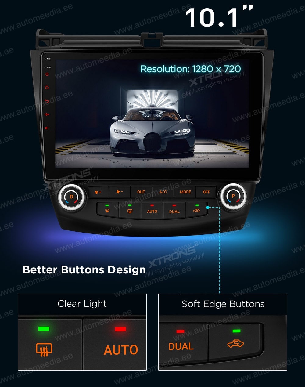 Honda Accord (2002-2008) XTRONS PMA10ACH_L Car multimedia GPS player with Custom Fit Design