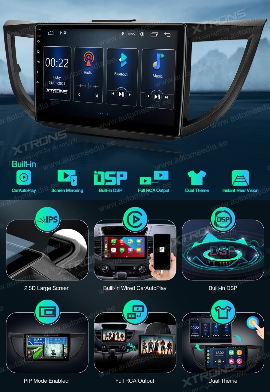Honda CRV (2012-2016) XTRONS PSP10CRNH merkkikohtainen Android GPS multimedia näyttösoitin