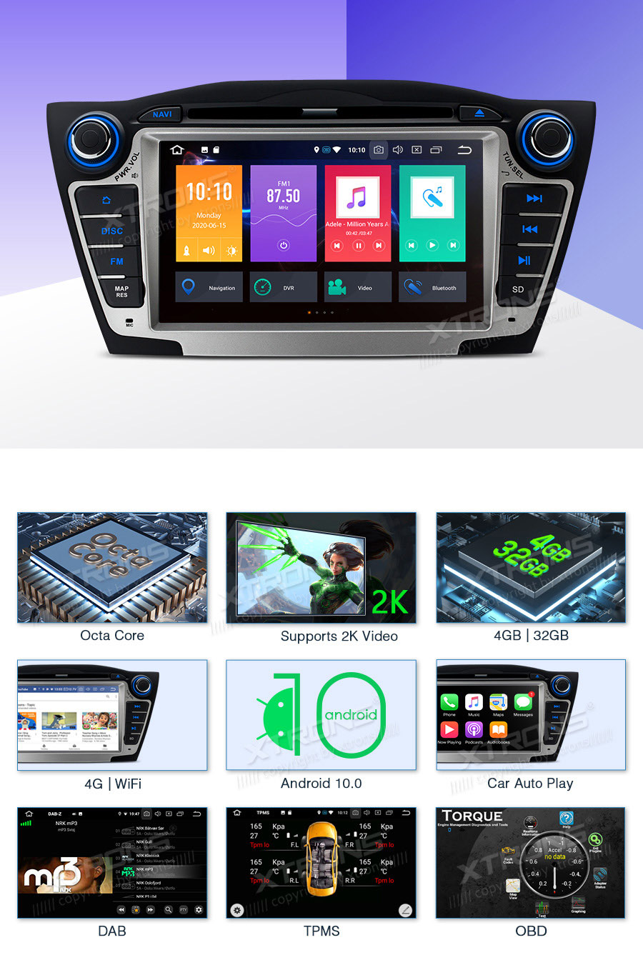 Hyundai IX35 | Tucson II (2009-2015) XTRONS PB7035H Штатная магнитола Android