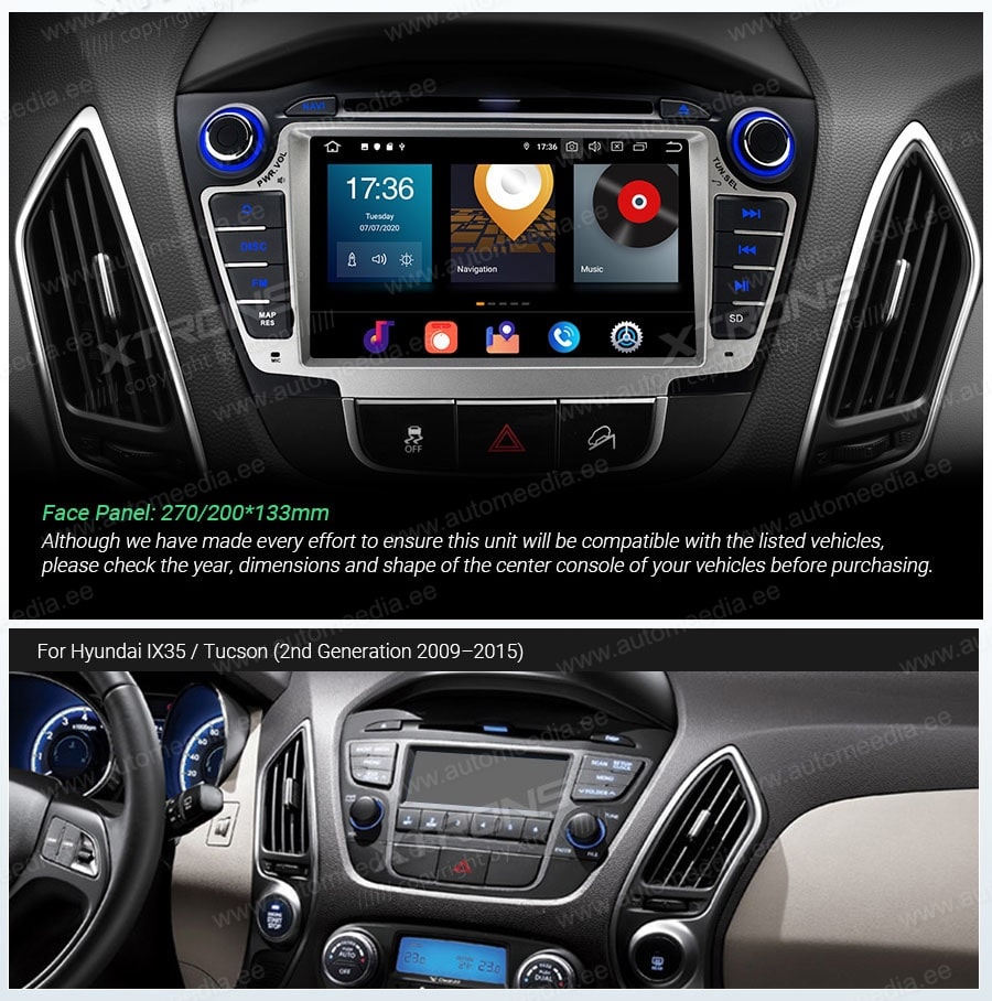 Hyundai IX35 | Tucson II (2009-2015) XTRONS PBX7035H Car multimedia GPS player with Custom Fit Design