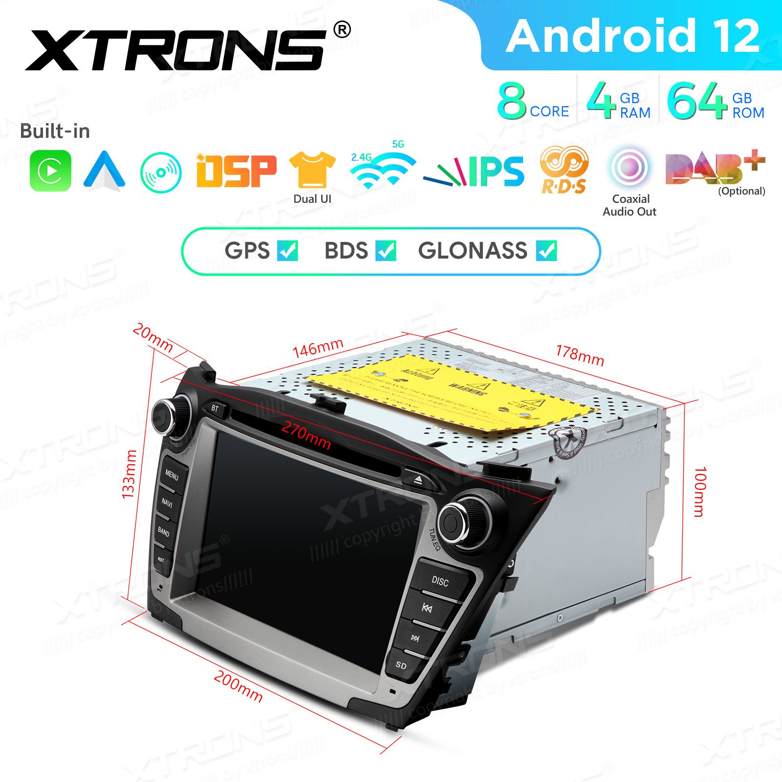 HYUNDAI ix35 (2009-2015) mudelipõhine Android 12 GPS autoraadio ja multimeedia keskus