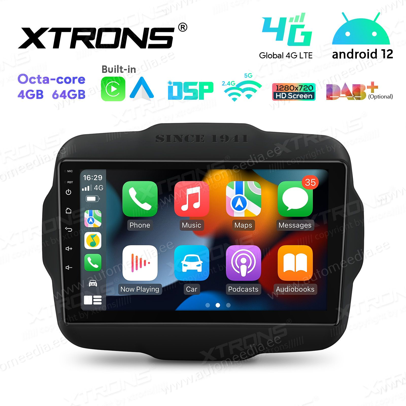 Jeep Renegade (2015-2020) mudelipõhine Android 12 GPS autoraadio ja multimeedia keskus
