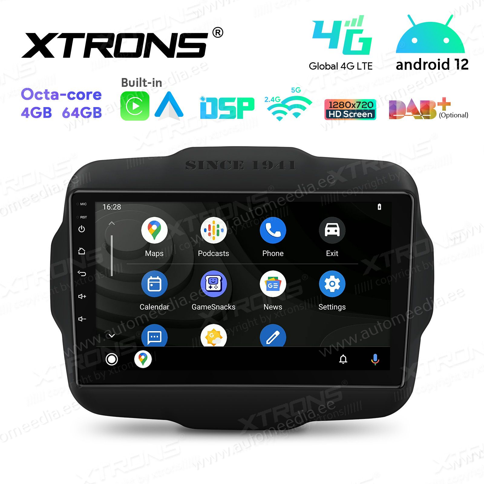 Jeep Renegade (2015-2020) mudelipõhine Android 12 GPS autoraadio ja multimeedia keskus