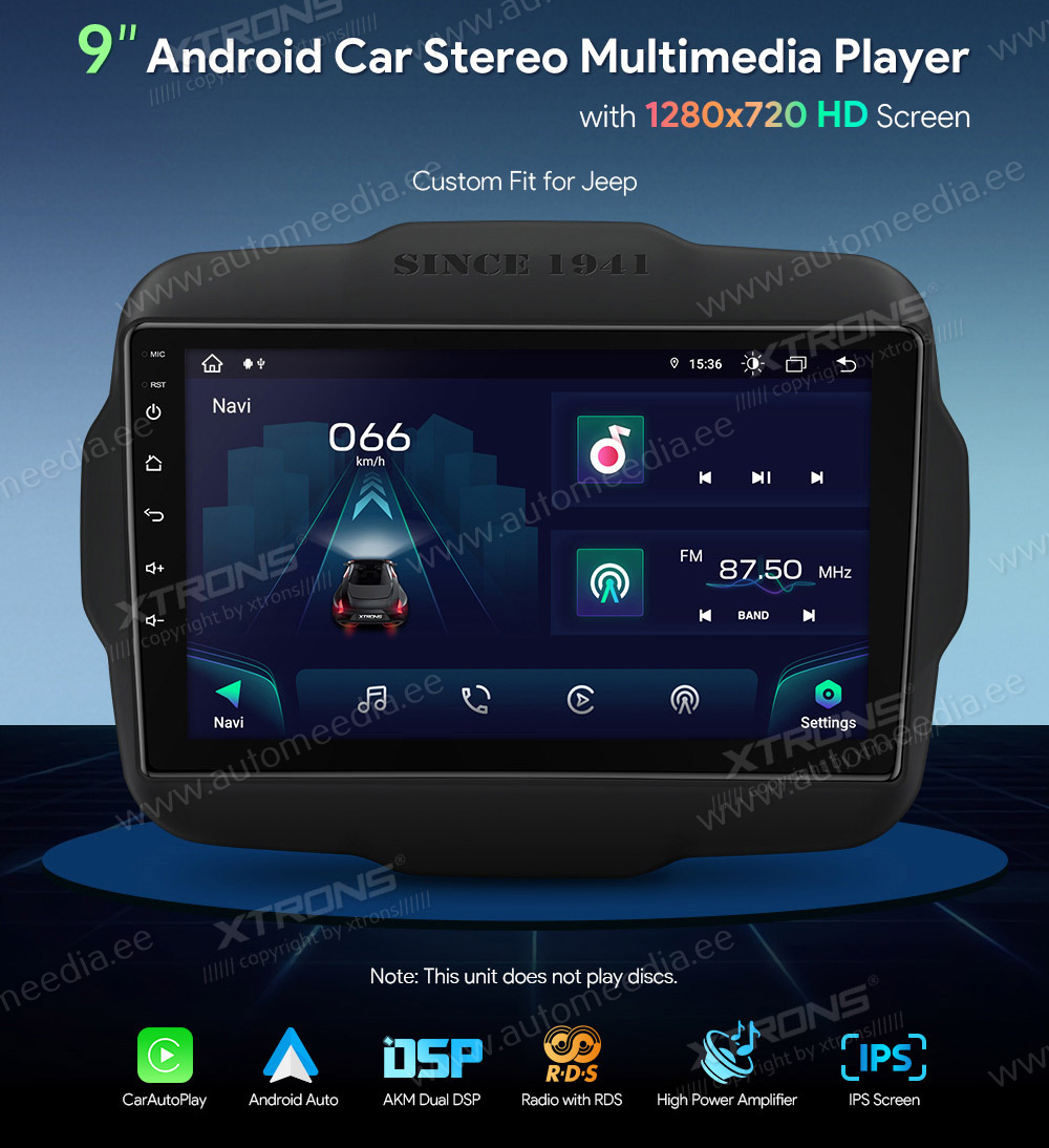 Jeep Renegade (2015-2020)  XTRONS IAP92RGJ merkkikohtainen Android GPS multimedia näyttösoitin