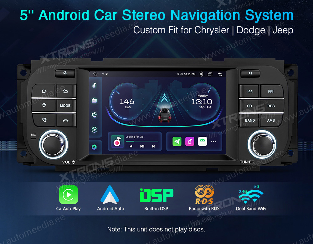 Jeep | Dodge | Chrysler | Grand Cherokee | Compass | Patriot | 300C  XTRONS PE52WRJL Car multimedia GPS player with Custom Fit Design