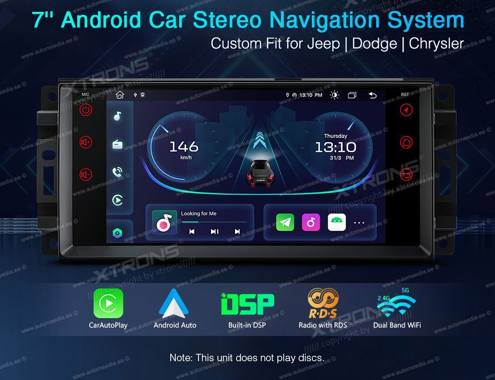 Jeep | Dodge | Chrysler | Grand Cherokee | Compass | Patriot | 300C  XTRONS PE71WRJL merkkikohtainen Android GPS multimedia näyttösoitin