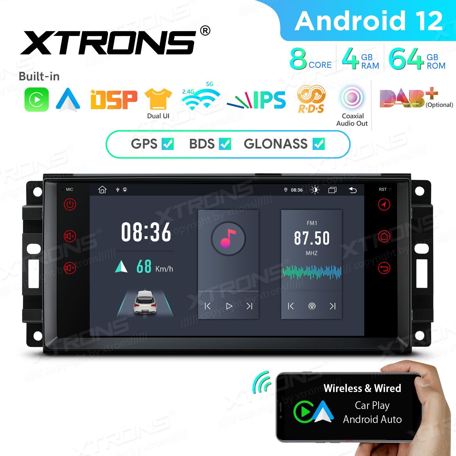 Jeep | Dodge | Chrysler | Grand Cherokee | Compass | Patriot | 300C Android 12 Car Multimedia Player with GPS Navigation