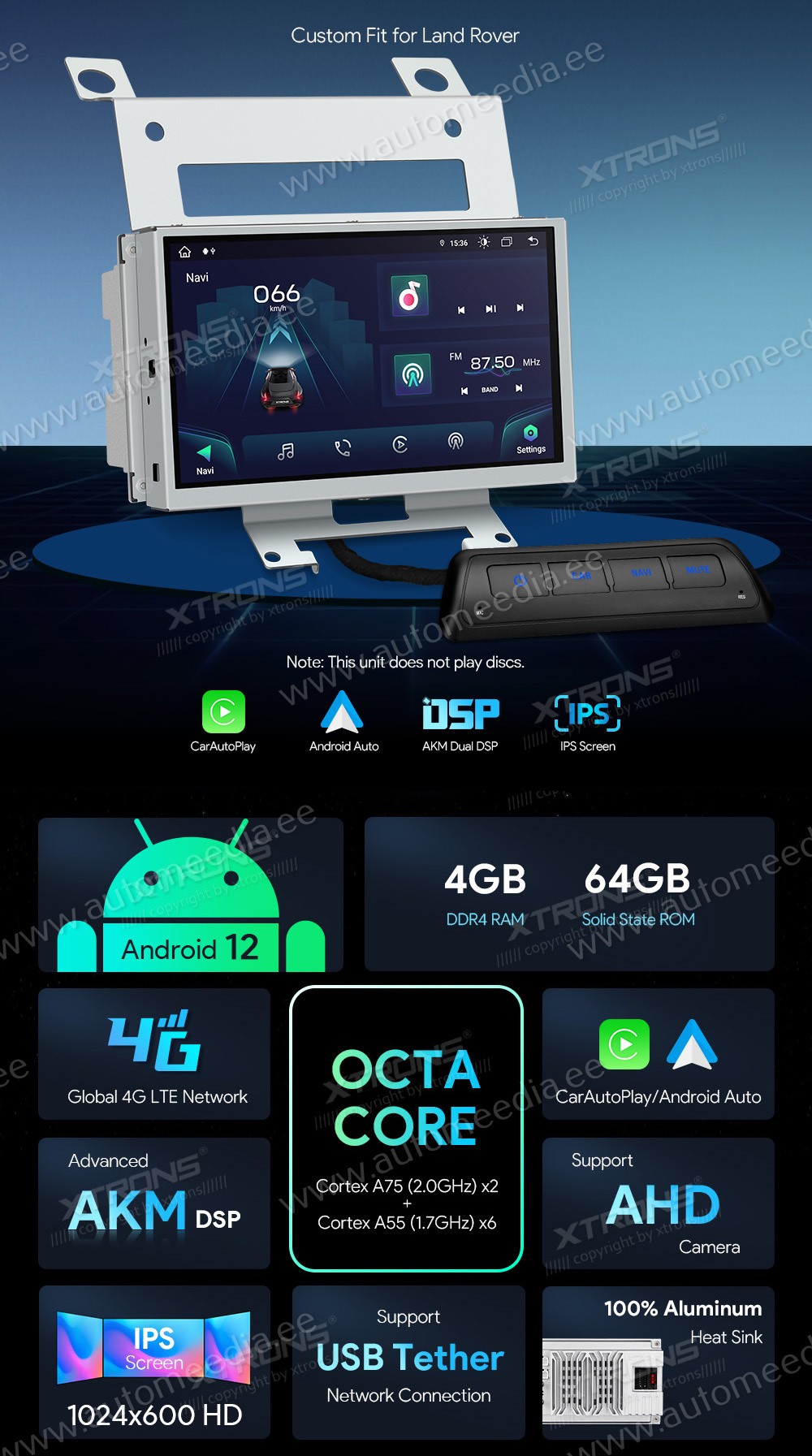 XTRONS IA72DLRL Mudelikohane android multimeediakeskus gps naviraadio