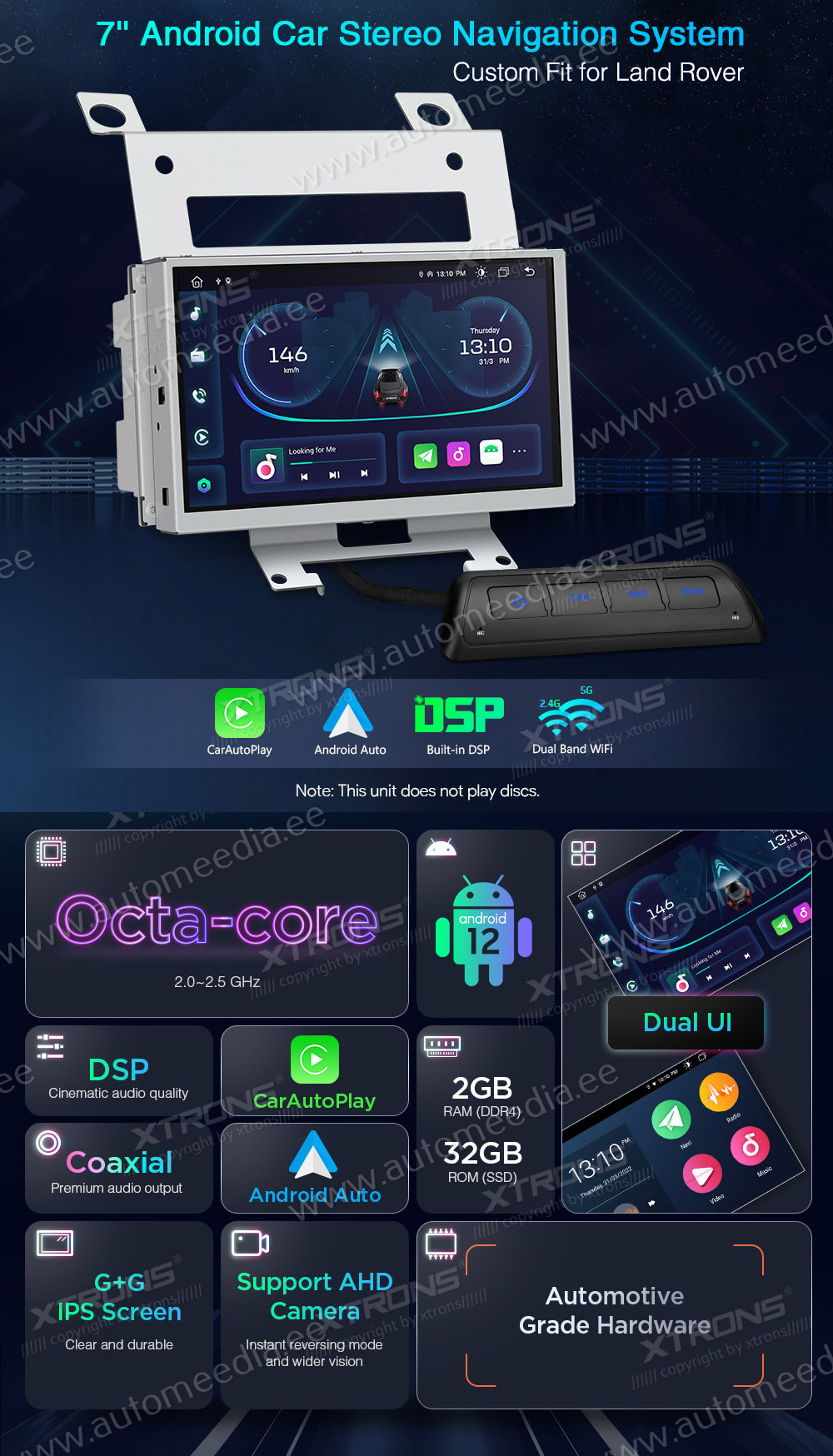 XTRONS PE72DLRL Mudelikohane android multimeediakeskus gps naviraadio