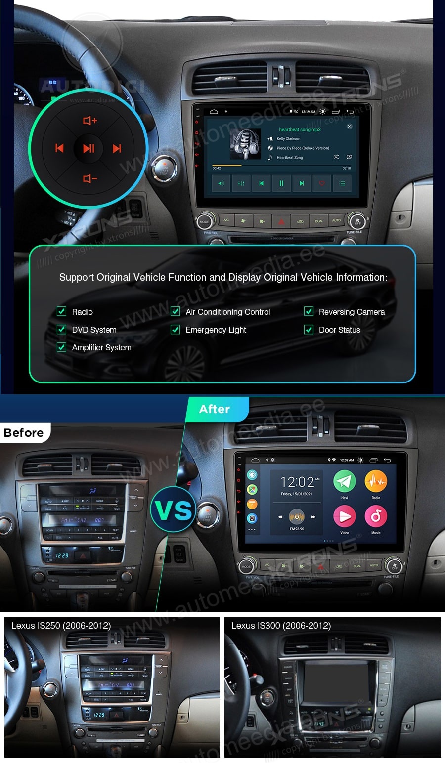 Lexus IS200 | IS300 | IS350 (2006-2012) XTRONS PSP10ISL XTRONS PSP10ISL custom fit multimedia radio suitability for the car