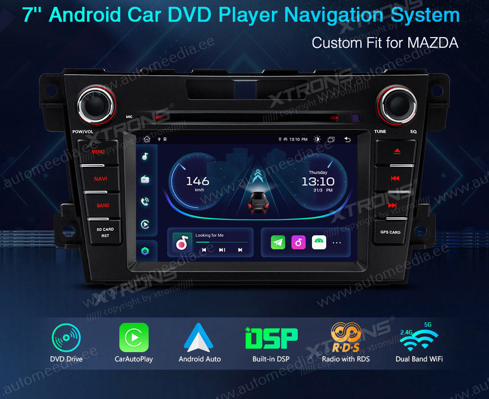 Mazda CX7 (2007-2012)  XTRONS PE72CX7M merkkikohtainen Android GPS multimedia näyttösoitin