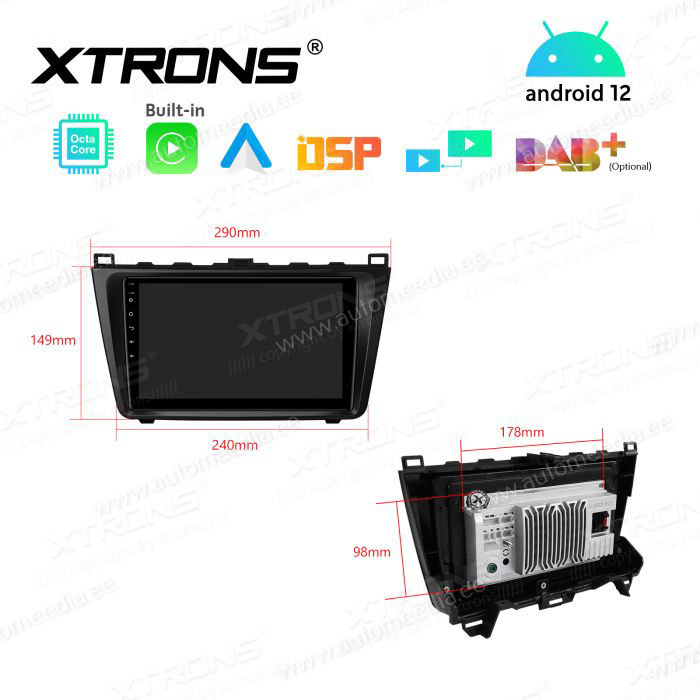 Mazda 6 (2008-2012) mudelipõhine Android 12 GPS autoraadio ja multimeedia keskus