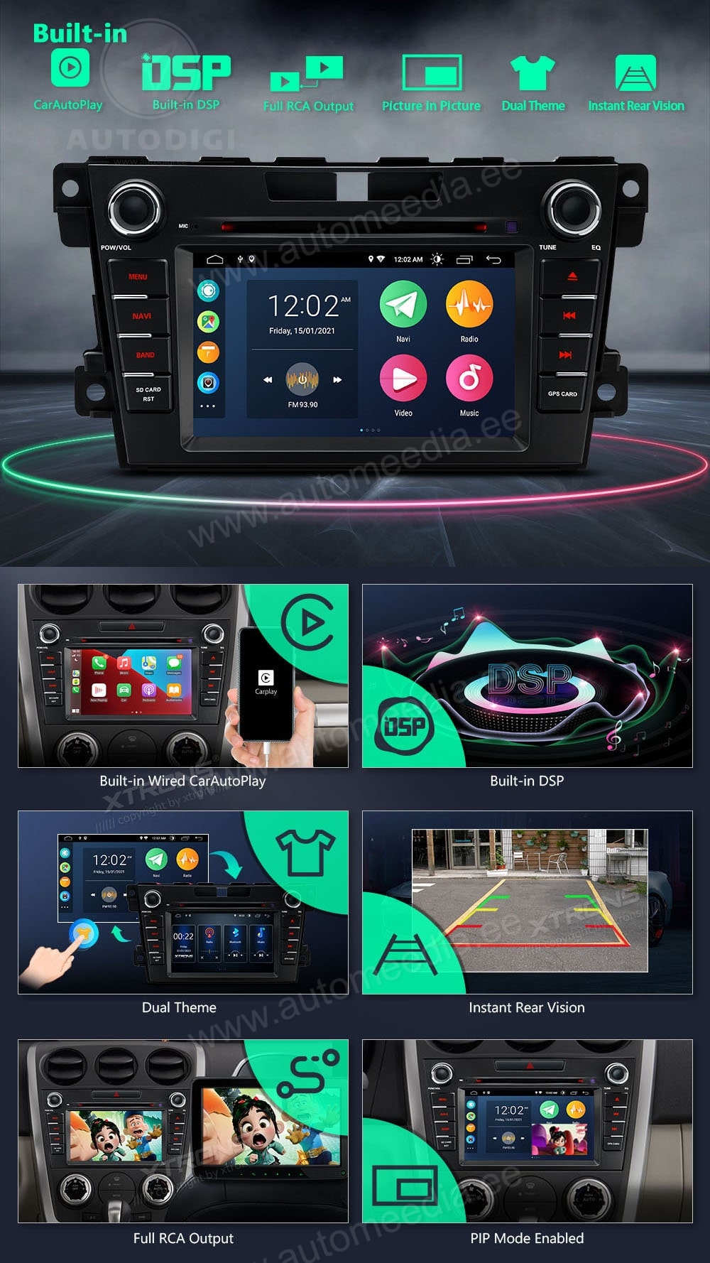 Mazda CX7 (2007-2012) XTRONS PSA70CX7M Car multimedia GPS player with Custom Fit Design