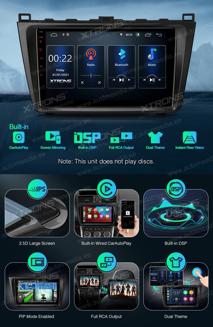 Mazda 6 (2008-2012) XTRONS PSP90M6M Штатная магнитола Android