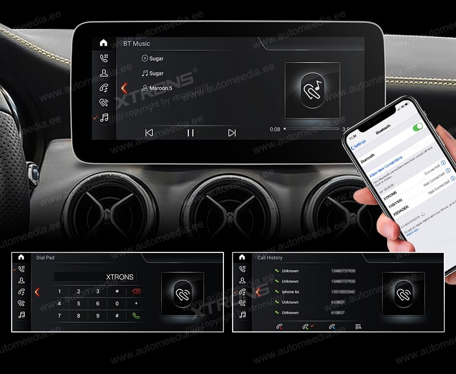 XTRONS Mercedes-Benz  kädet vapaana Hands free puhelut & musiikin striimaus