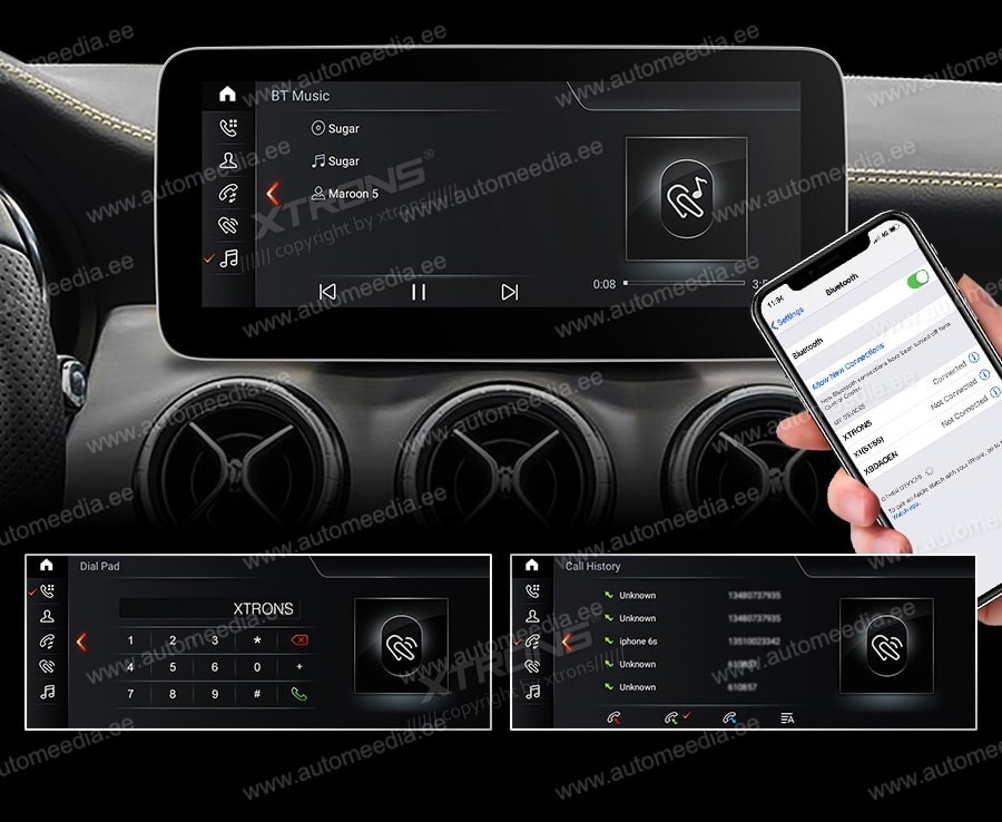 XTRONS Mercedes-Benz  kädet vapaana Hands free puhelut & musiikin striimaus