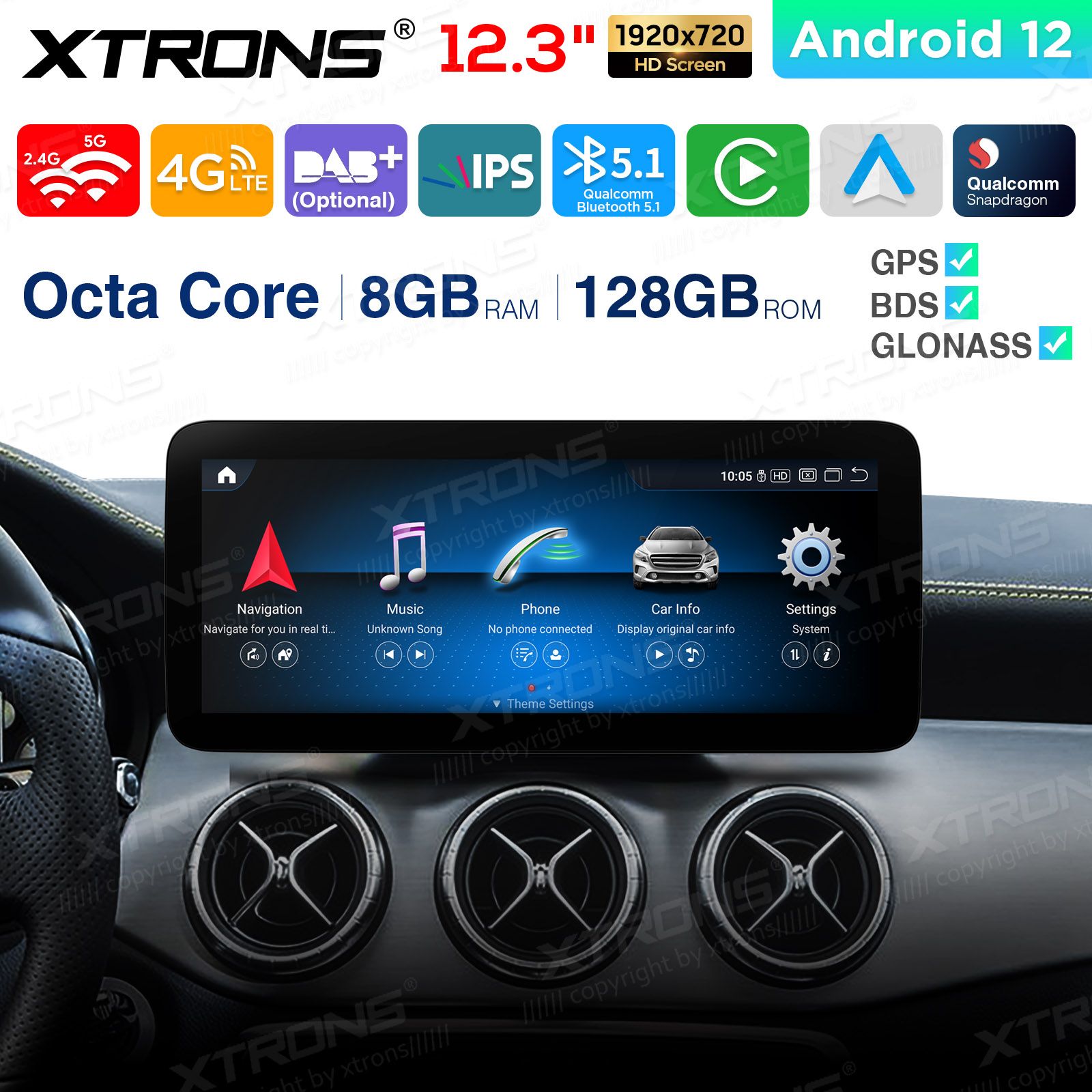 Mercedes-Benz A-Class (2013-2015) | GLA | CLA | W176 | C117 | X156 | NTG4.5 | NTG4.7 kahesüsteemne, originaalraadio säilitav Android 12 GPS autoraadio ja multimeedia keskus