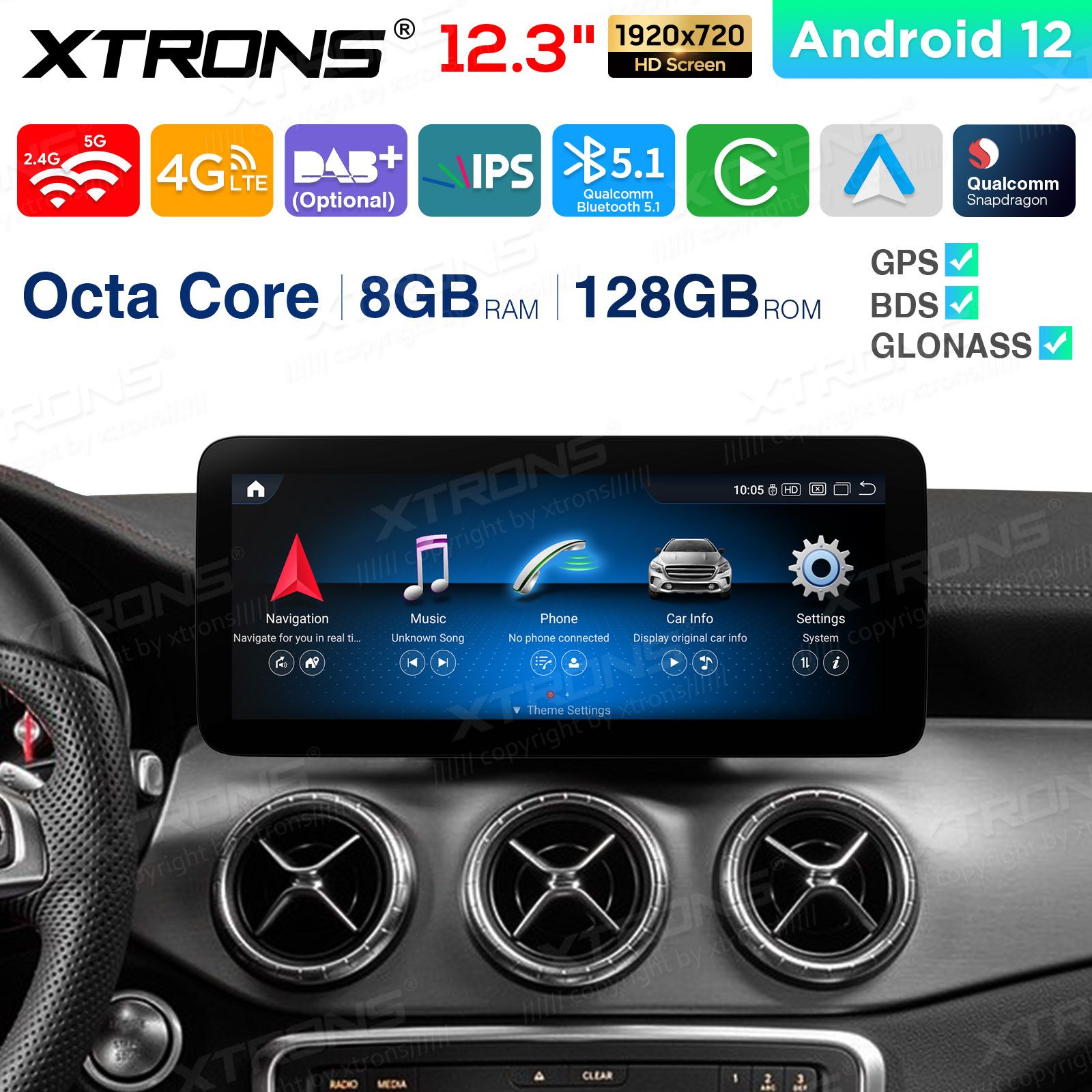 Mercedes-Benz A-Class | GLA | CLA | W176 | C117 | X156 (2016-2018) mudelipõhine Android 12 GPS autoraadio ja multimeedia keskus