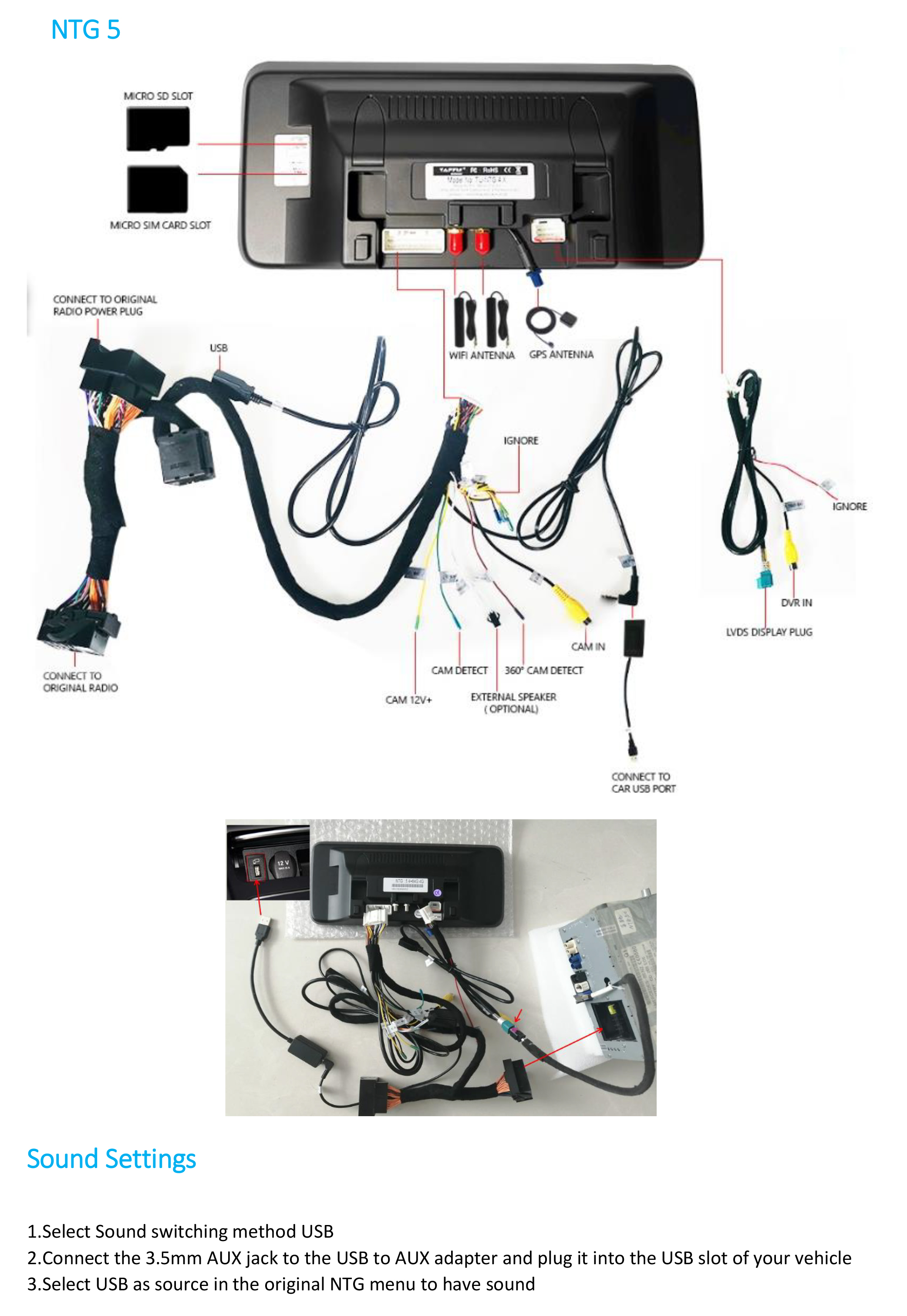 Mercedes-Benz B Class | W246 | 2015-2019 (NTG5.0)  Automedia ZFA6140 Automedia ZFA6140 Wiring Diagram and size