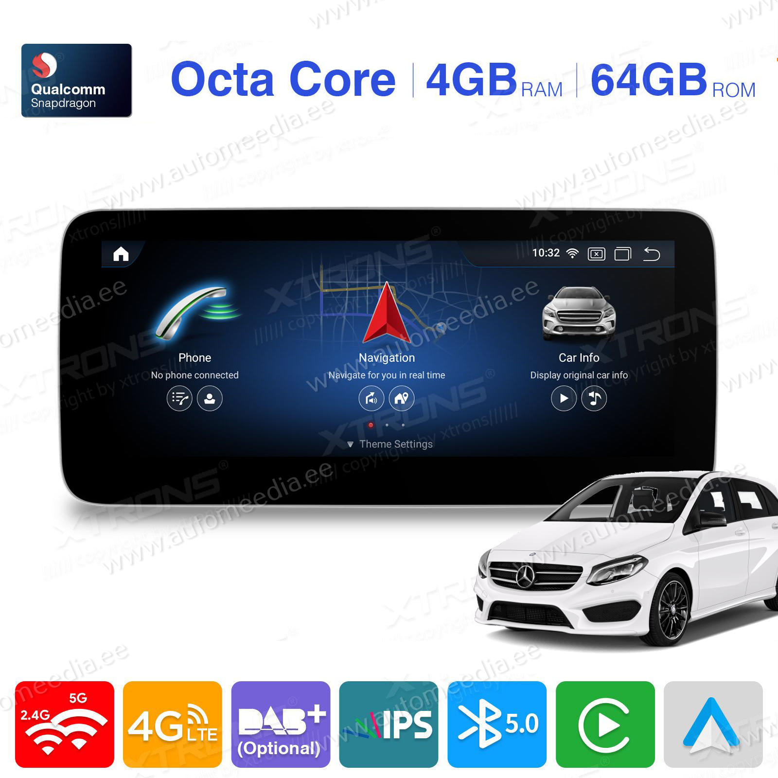 Mercedes-Benz B Class | W246 | 2011-2014 (NTG4.5) Android 11 auto GPS radio ja multimedia näyttösoitin