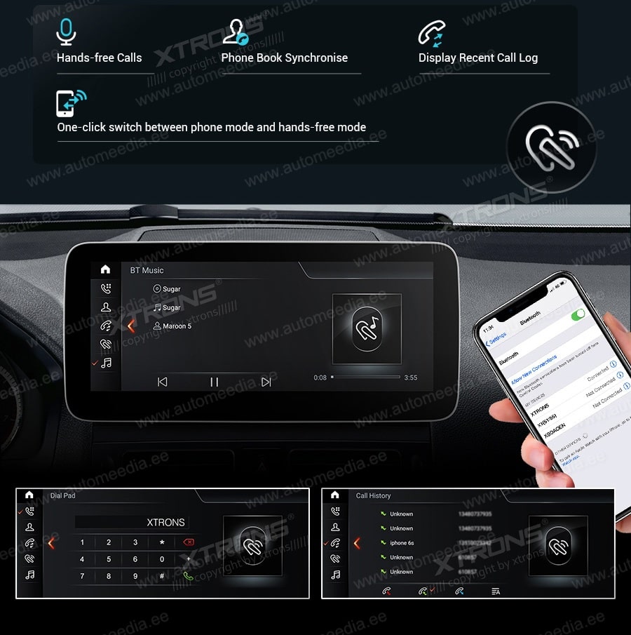 XTRONS Mercedes-Benz  kädet vapaana Hands free puhelut & musiikin striimaus