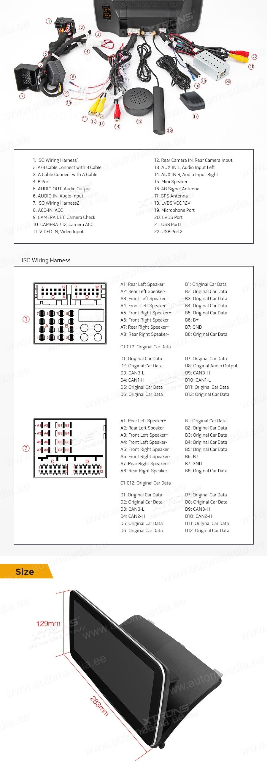 Mercedes-Benz C-Class | W204 (2008-2010) | NTG4.0 (2007-2010)  XTRONS QSM1240C XTRONS QSM1240C Wiring Diagram and size