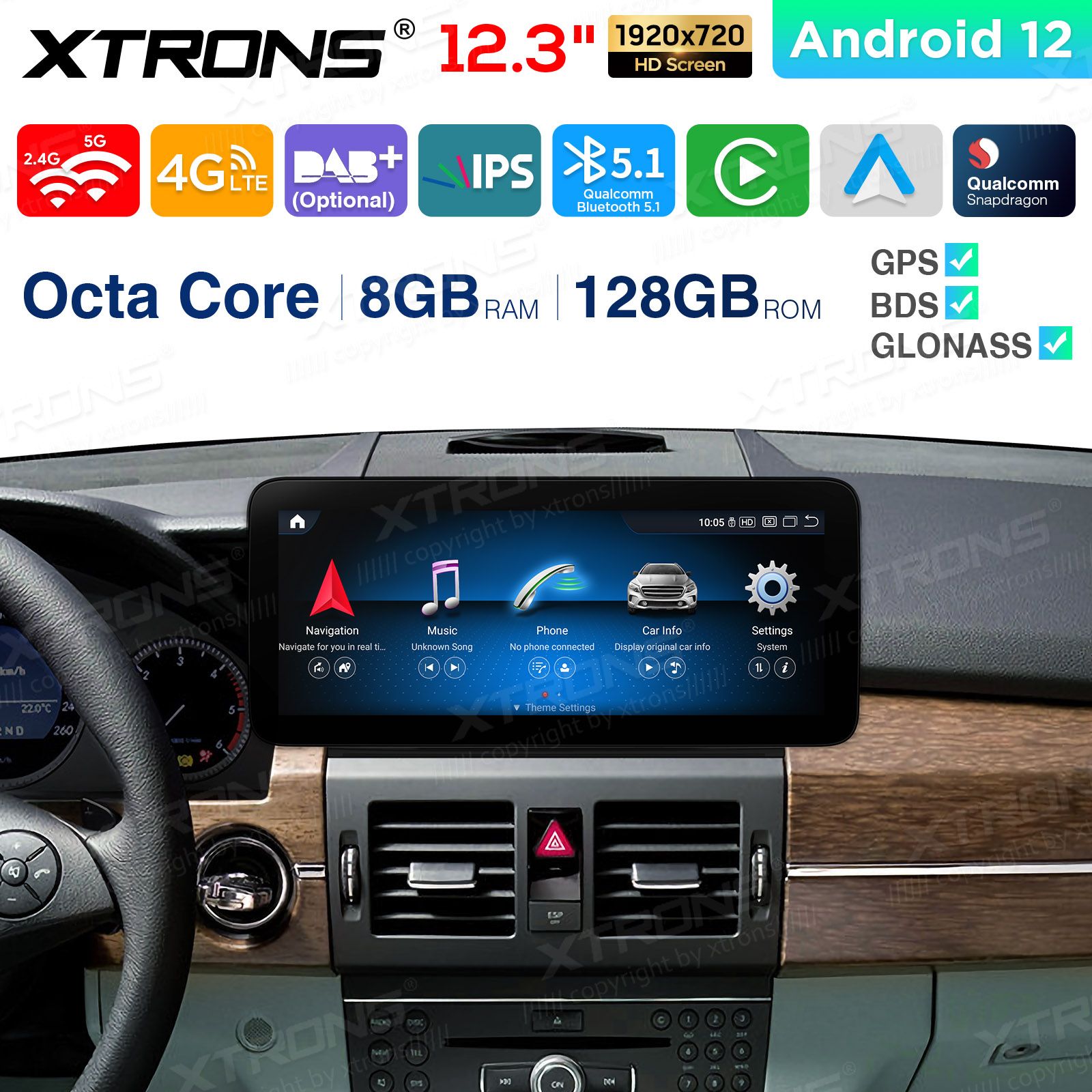 Mercedes-Benz GLK Class X204 | 2008 - 2012 (NTG4.0) mudelipõhine Android 12 GPS autoraadio ja multimeedia keskus