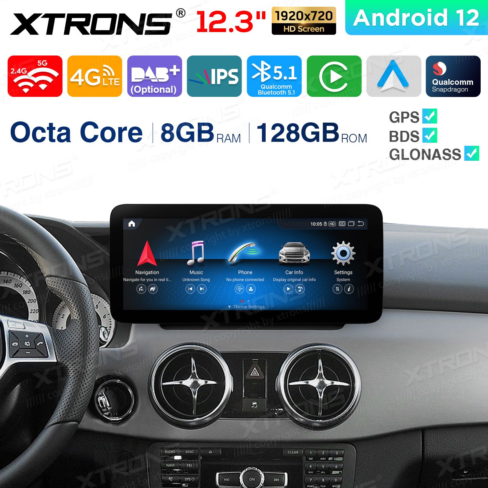 Mercedes-Benz GLK Class X204 | 2013 - 2015 (NTG4.5) mudelipõhine Android 12 GPS autoraadio ja multimeedia keskus