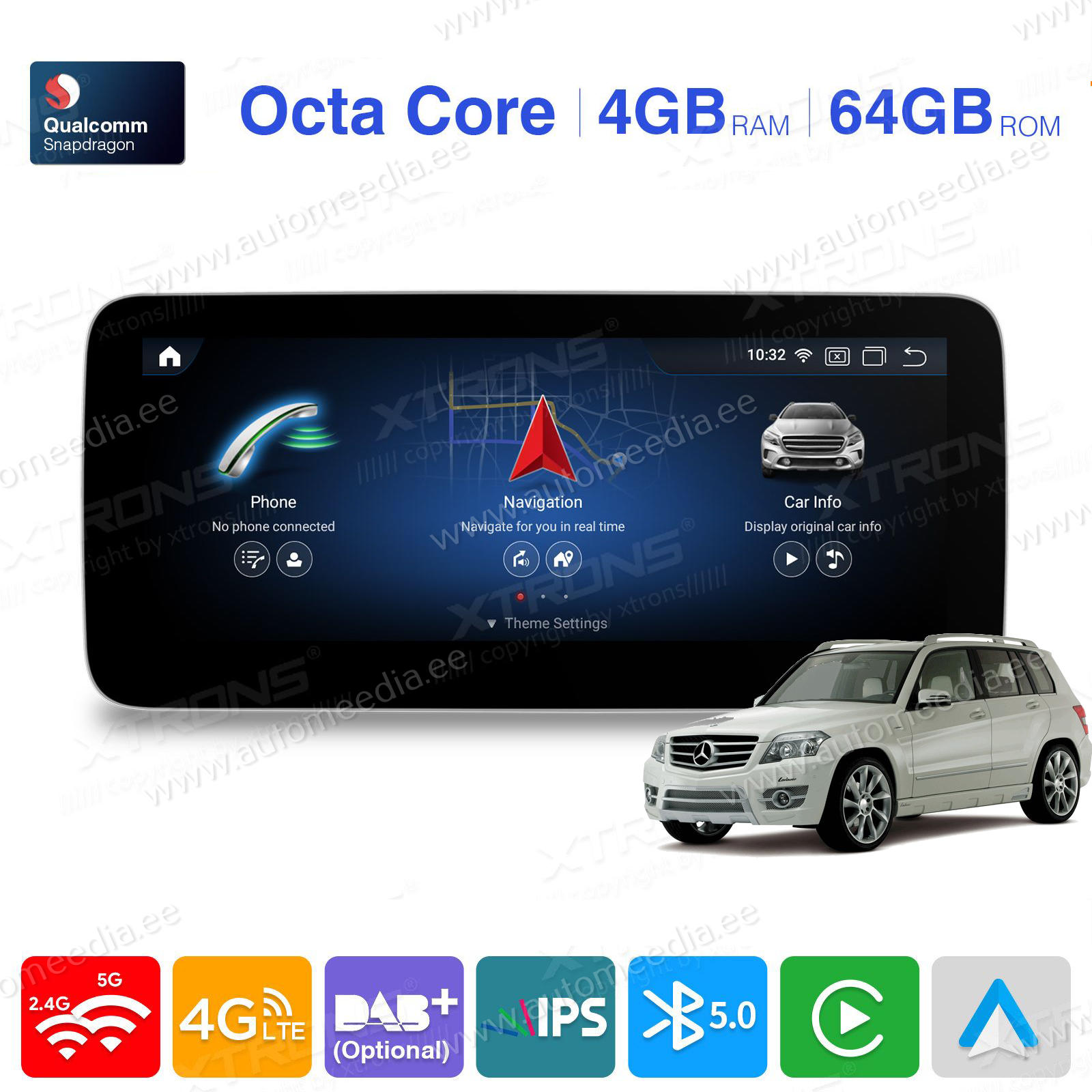 Mercedes-Benz GLK Class X204 | 2008 - 2012 (NTG4.0) Автомобильная магнитола Android 11 с GPS навигацией