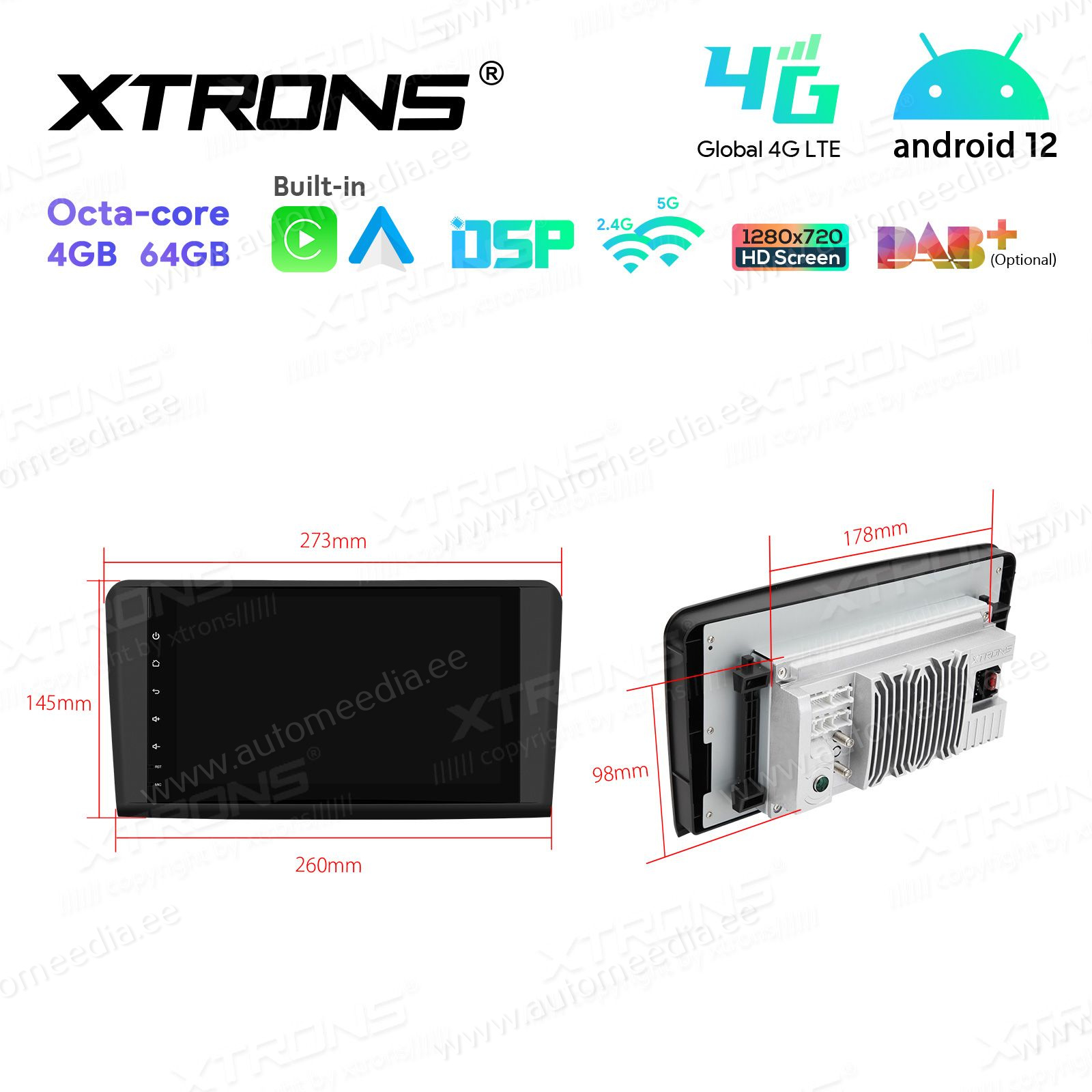 Mercedes-Benz ML | GL | W164 | X164 (2005-2012) mudelipõhine Android 12 GPS autoraadio ja multimeedia keskus