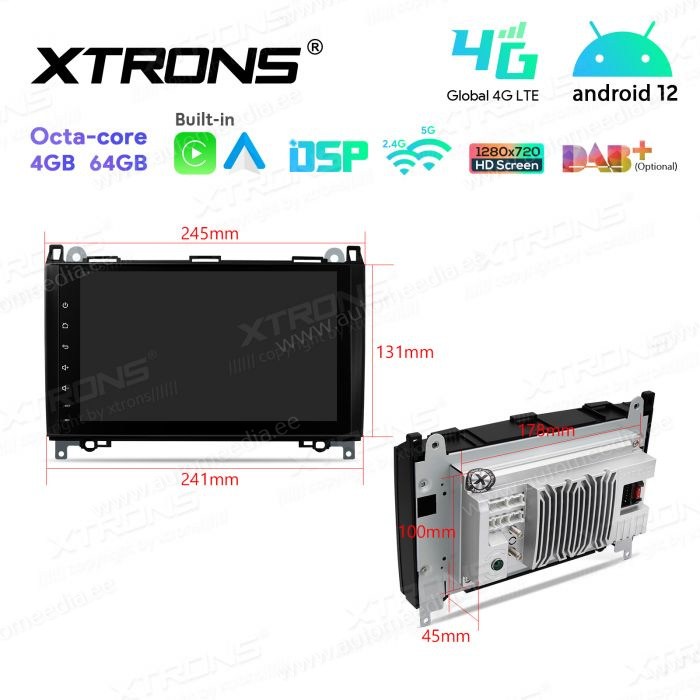 Mercedes-Benz Sprinter | Vito & Viano (2006-2020) | A-Class | B-Class (2004-2012) mudelipõhine Android 12 GPS autoraadio ja multimeedia keskus