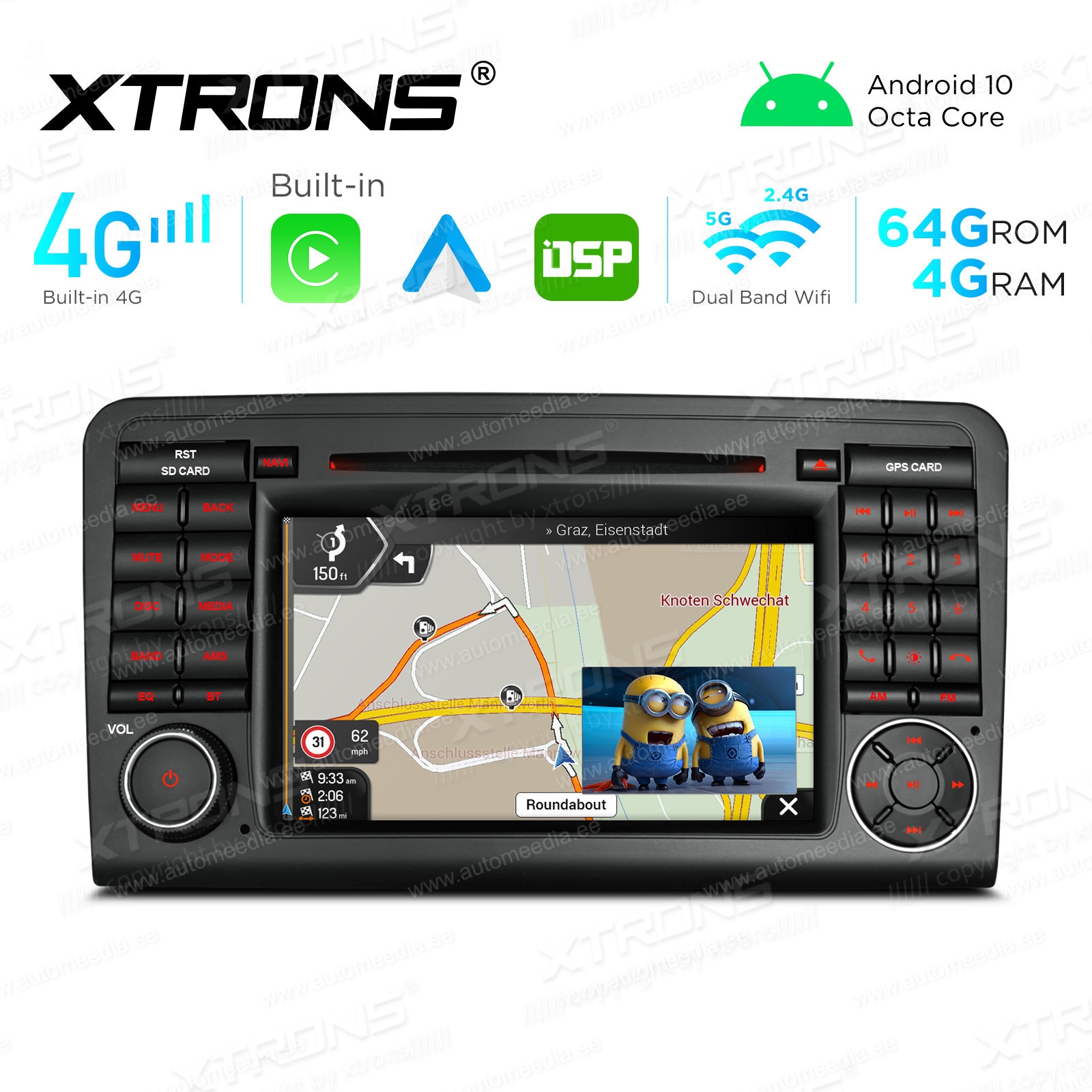 XTRONS Car Front View Forward Camera for Parking Monitor Non Mirror Image  Without Lines