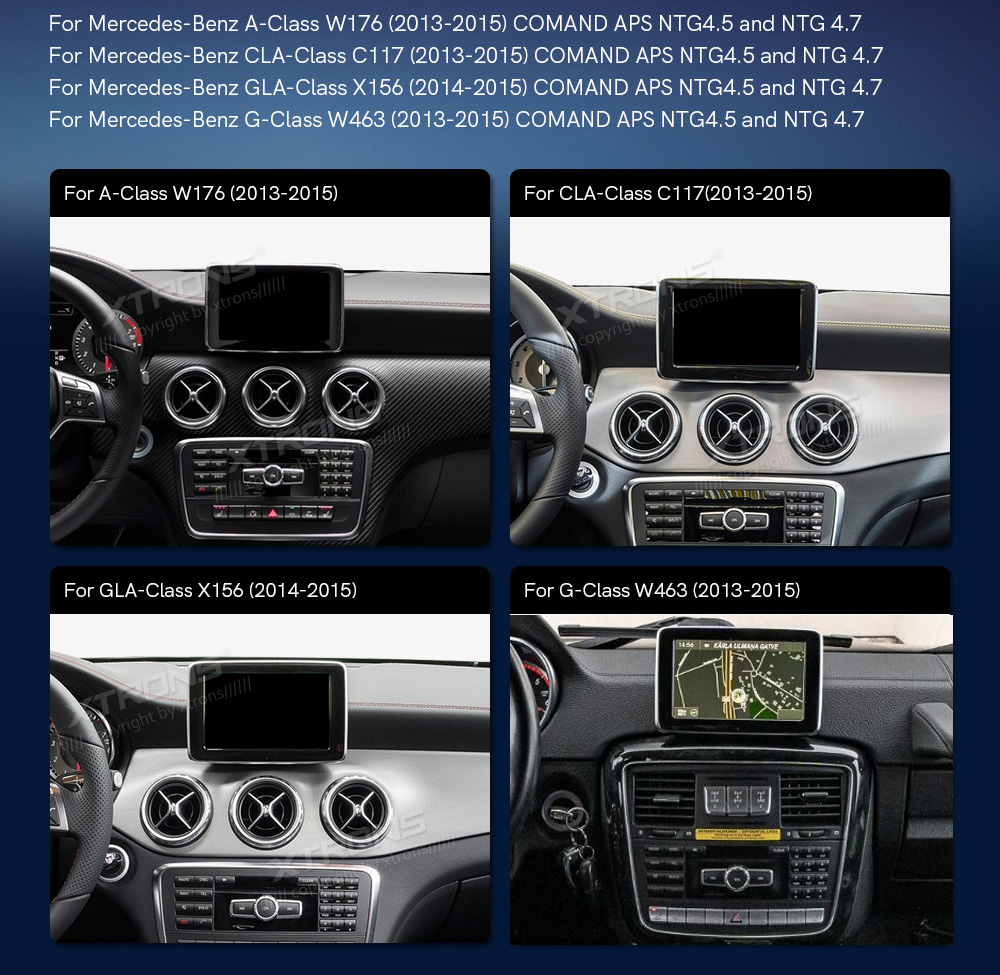 Mercedes-Benz A-Class (2013-2015) | GLA | CLA | W176 | C117 | X156 | NTG4.5 | NTG4.7  custom fit multimedia radio suitability for the car