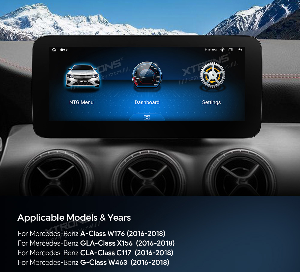 Mercedes-Benz A-Class | GLA | CLA | W176 | C117 | X156 (2016-2018)  XTRONS QAM1250 merkkikohtainen Android GPS multimedia näyttö