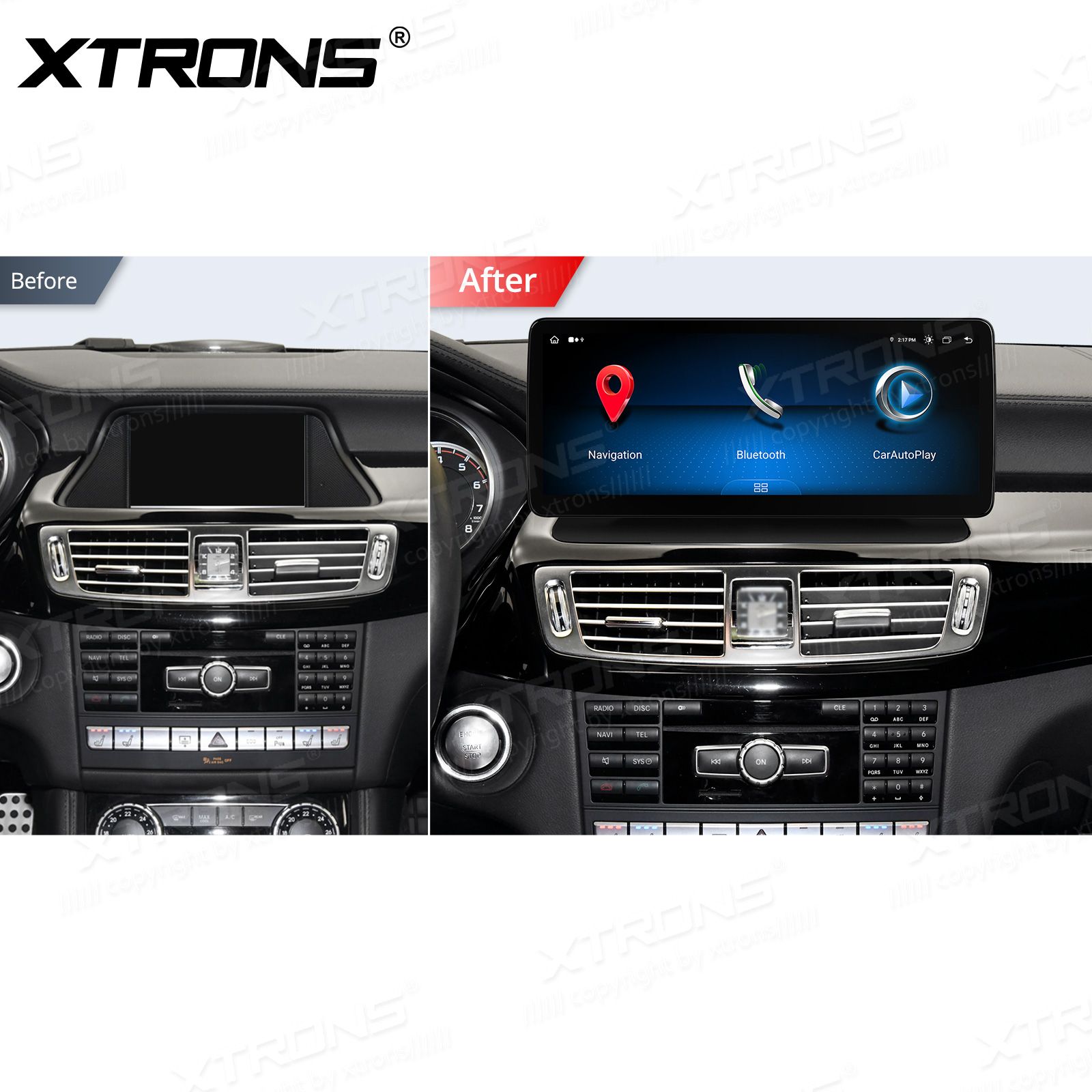 Mercedes-Benz CLS Class | W218 | 2010 - 2011 (NTG4.0) kahesüsteemne, originaalraadio säilitav Android 13 GPS autoraadio ja multimeedia keskus