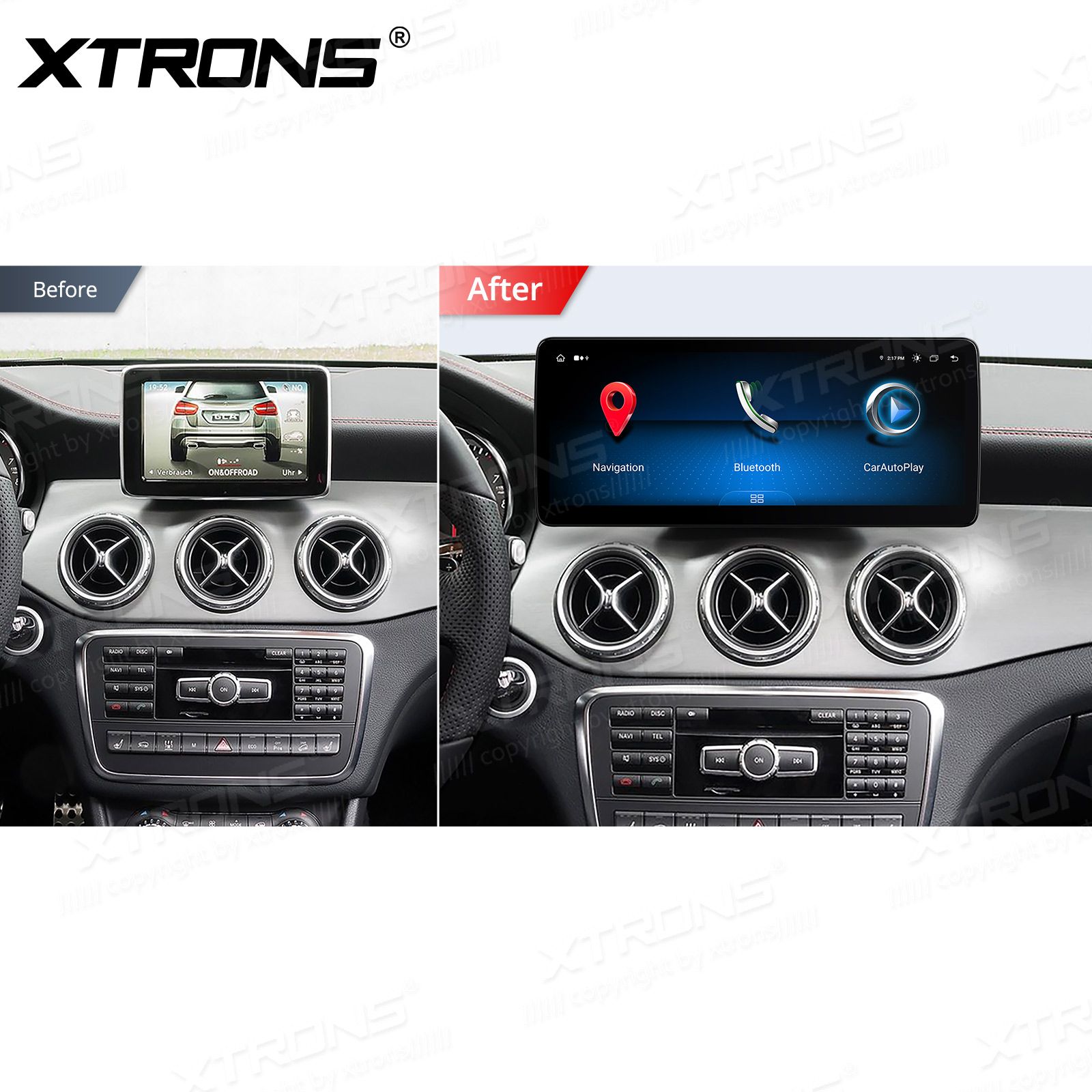 Mercedes-Benz A-Class (2013-2015) | GLA | CLA | W176 | C117 | X156 | NTG4.5 | NTG4.7 kahesüsteemne, originaalraadio säilitav Android 13 GPS autoraadio ja multimeedia keskus