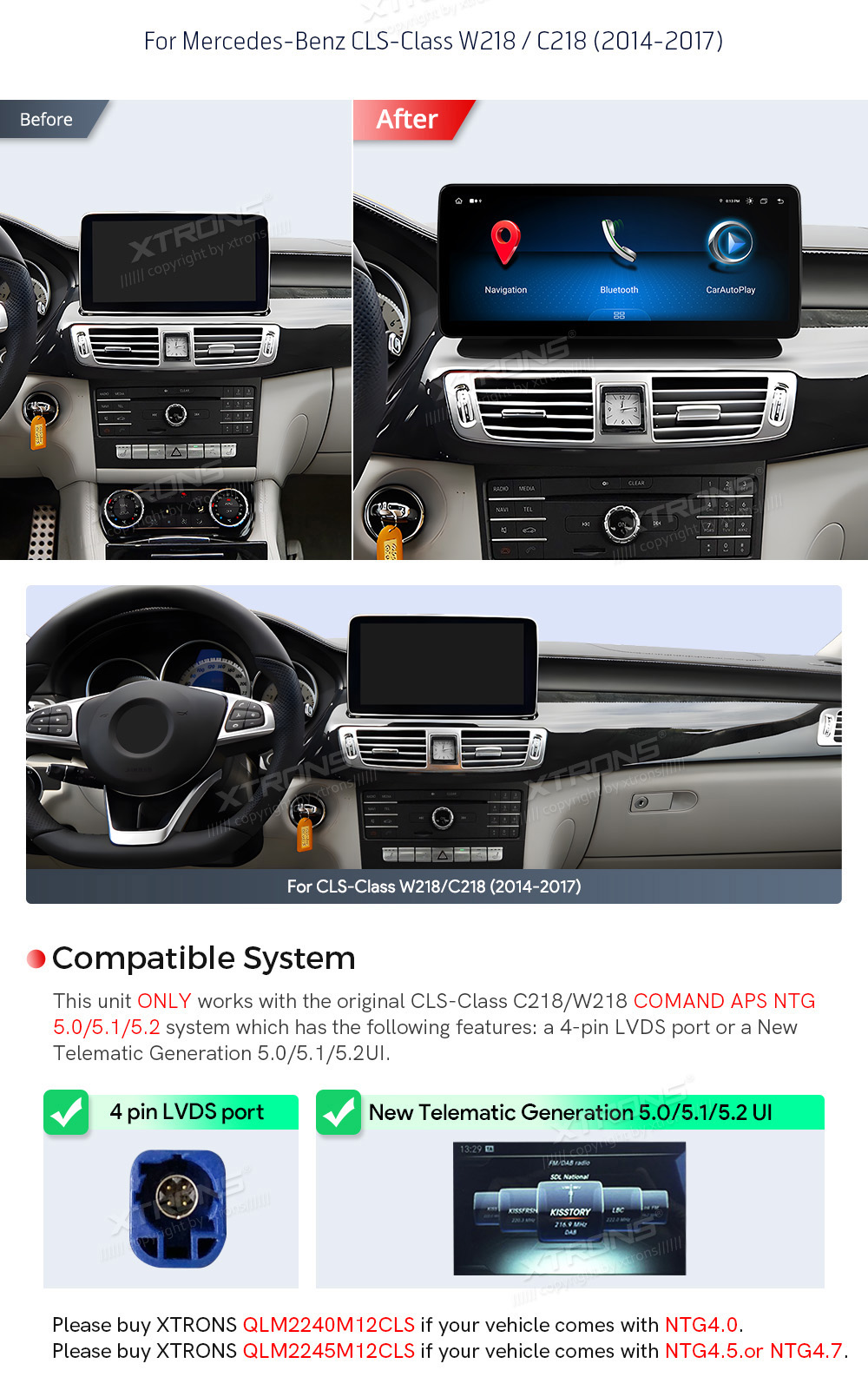 Mercedes-Benz CLS Class | 2014 - 2017 (NTG5.0)  custom fit multimedia radio suitability for the car