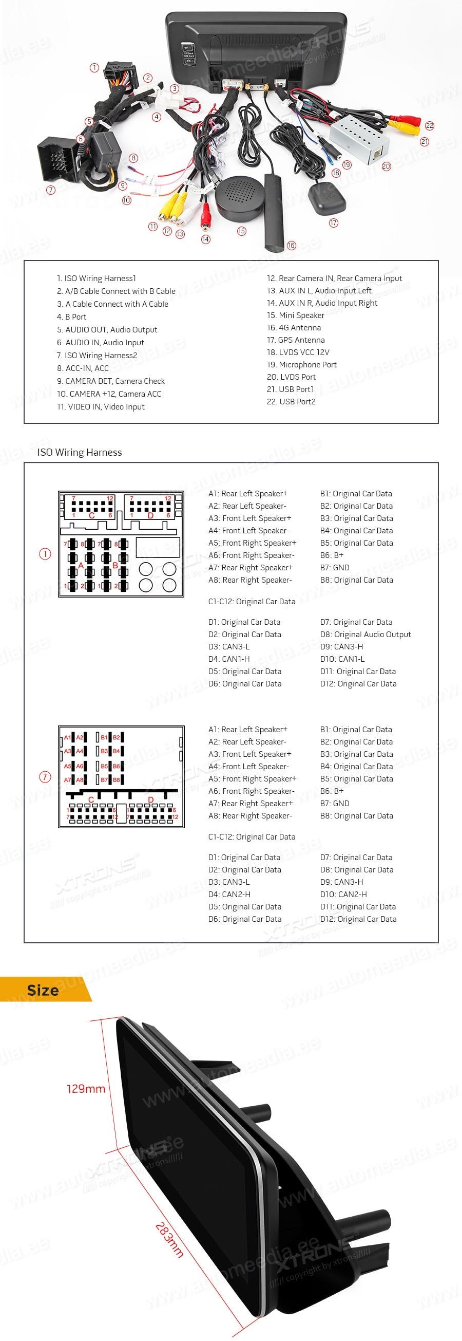 Mercedes-Benz E-Class (2010-2012) | W212 | NTG4.0  XTRONS QM1040E_LS XTRONS QM1040E_LS Wiring Diagram and size