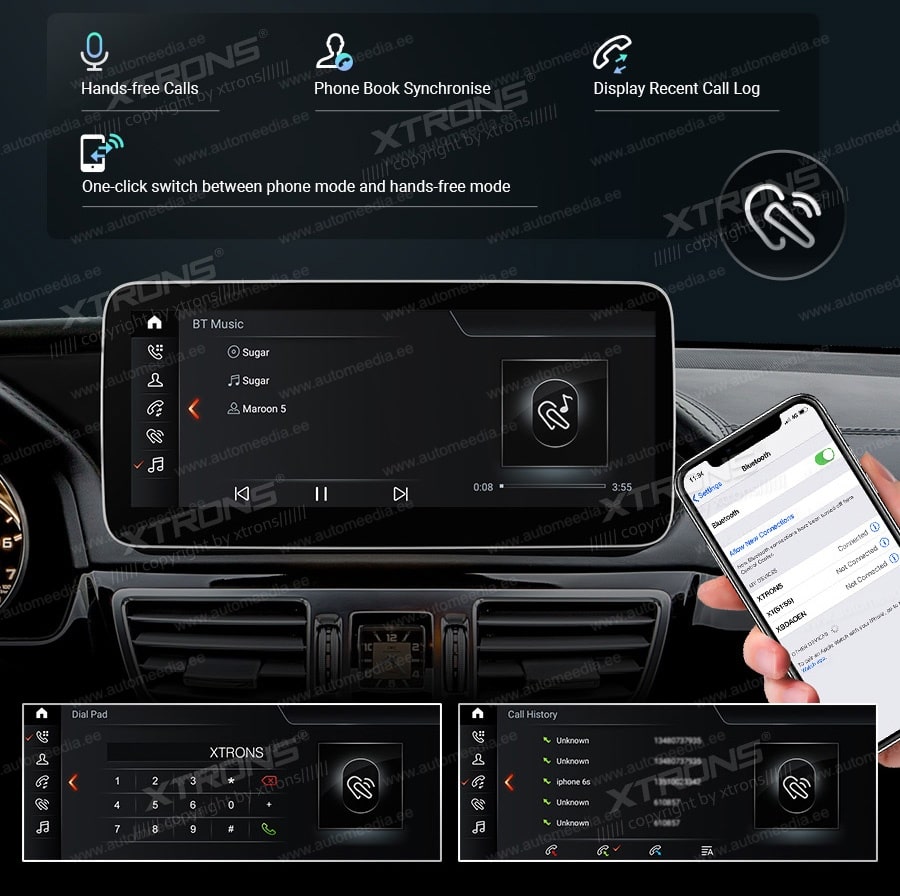 Mercedes-Benz E-Class (2013-2014) | W212 | NTG4.5 | NTG4.7  XTRONS QM1045E_LS XTRONS QM1045E_LS kädet vapaana Hands free puhelut & musiikin striimaus