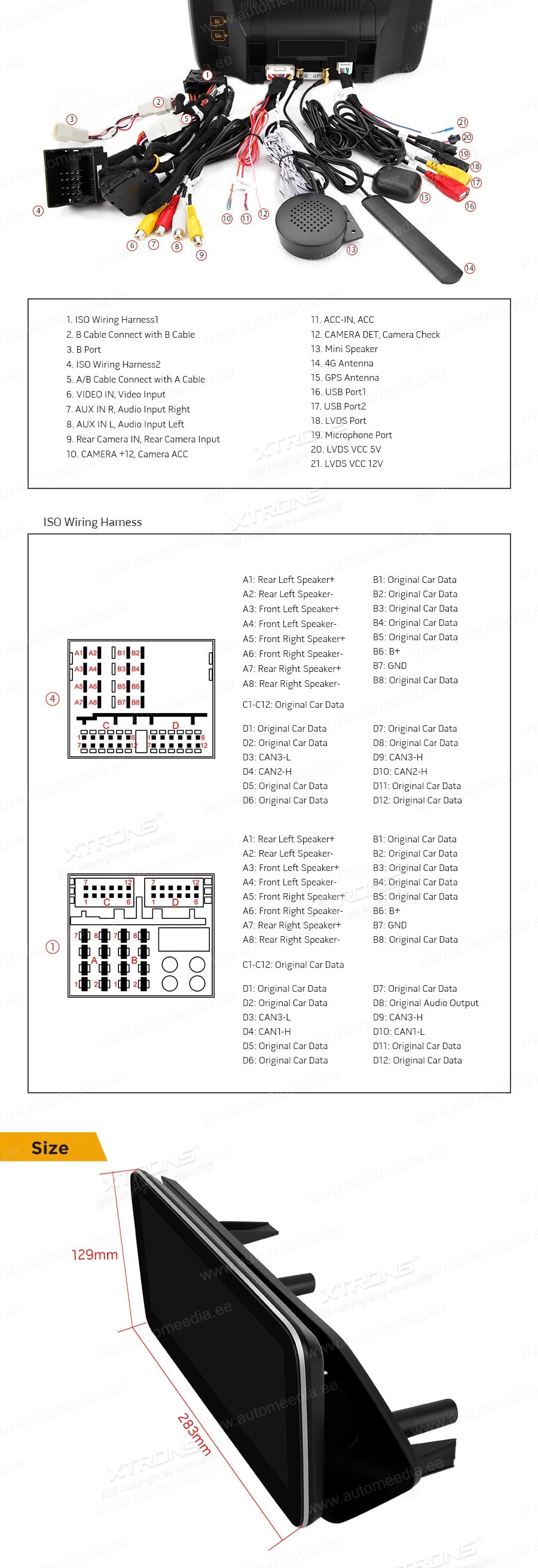 Mercedes-Benz E-Class (2013-2014) | W212 | NTG4.5 | NTG4.7  XTRONS QM1045E_LS XTRONS QM1045E_LS Wiring Diagram and size