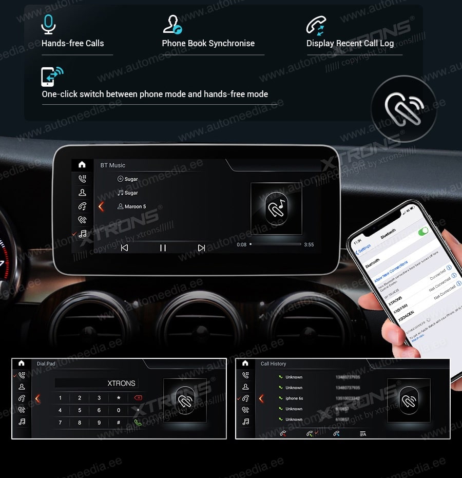 XTRONS Mercedes-Benz  kädet vapaana Hands free puhelut & musiikin striimaus